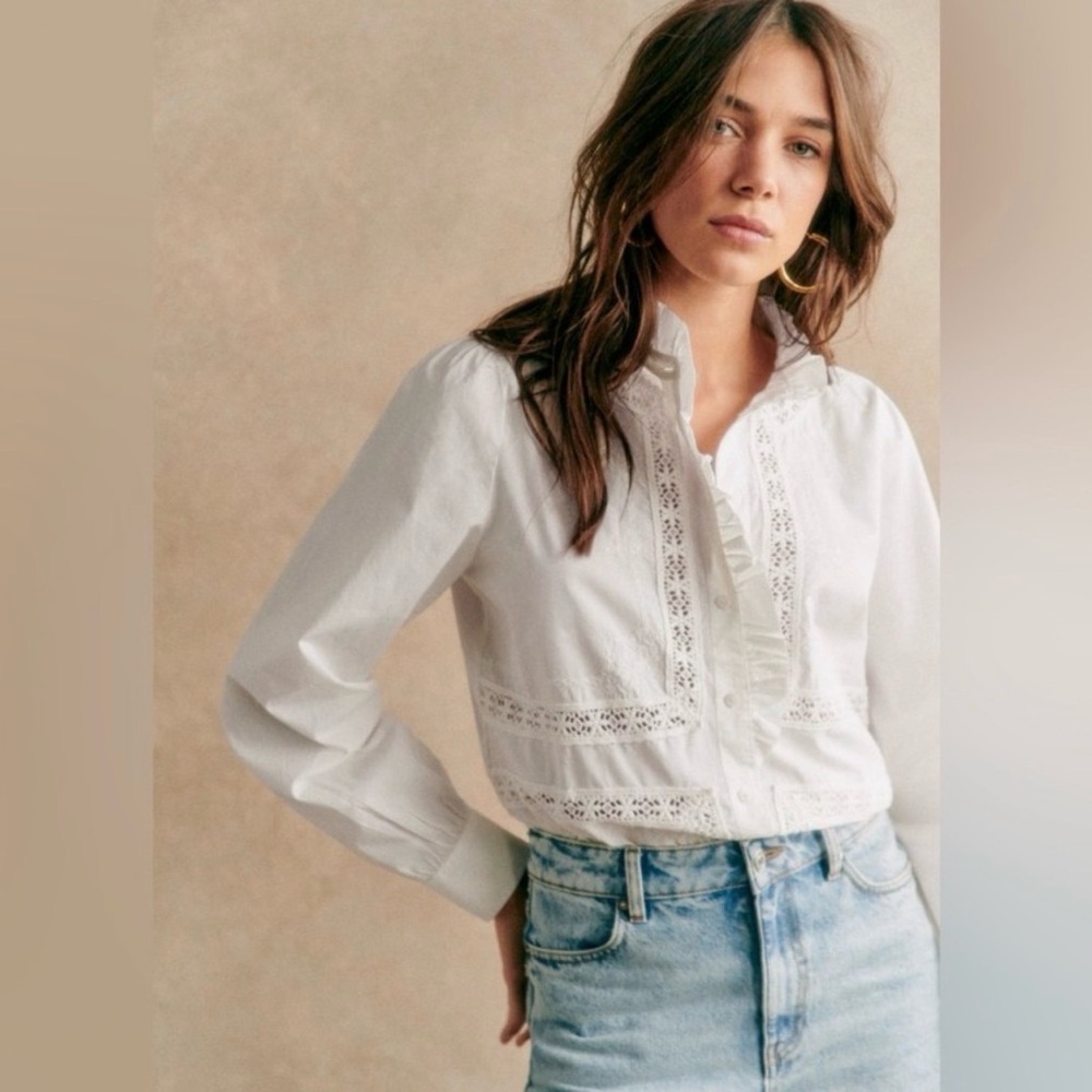 Sezane Ulysse Button Down Shirt White - Size 40